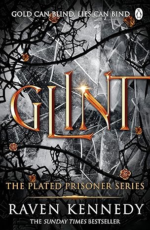 Fantasy novel cover 'Glint' by Raven Kennedy, styled with themed props.