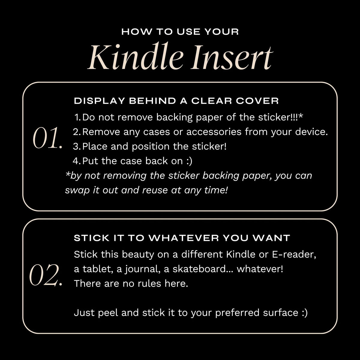 Slut For Smut Black Kindle Sticker Insert