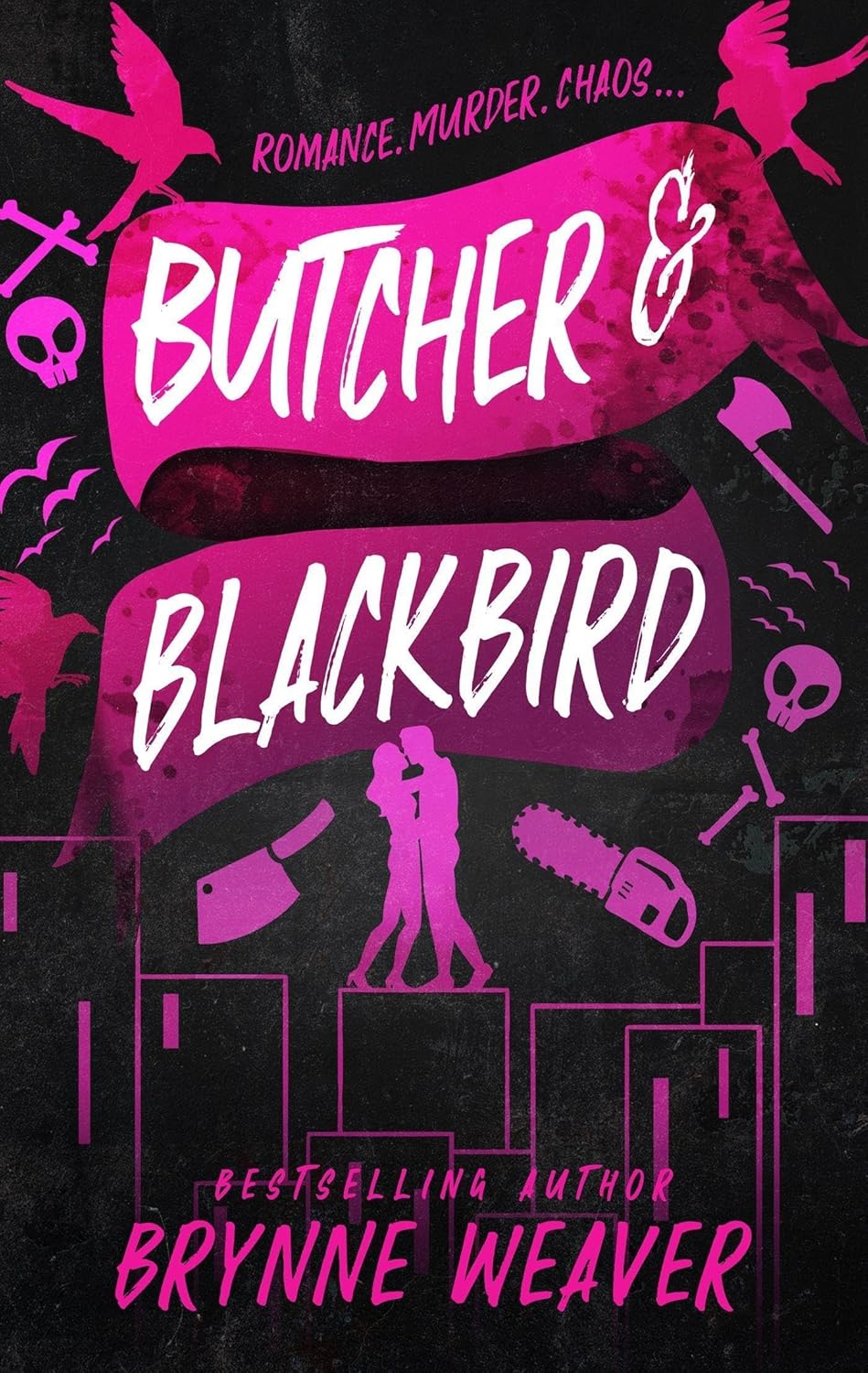 Book cover of 'Butcher & Blackbird' with pink text and black background