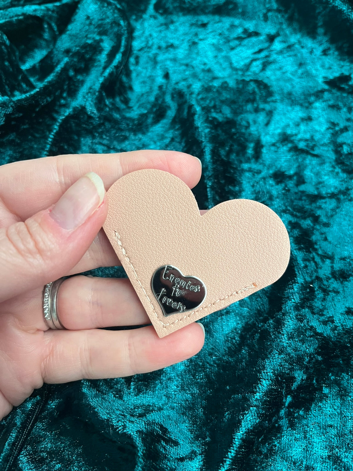 Enemies to Lovers – Heart-Shaped Leather Bookmark