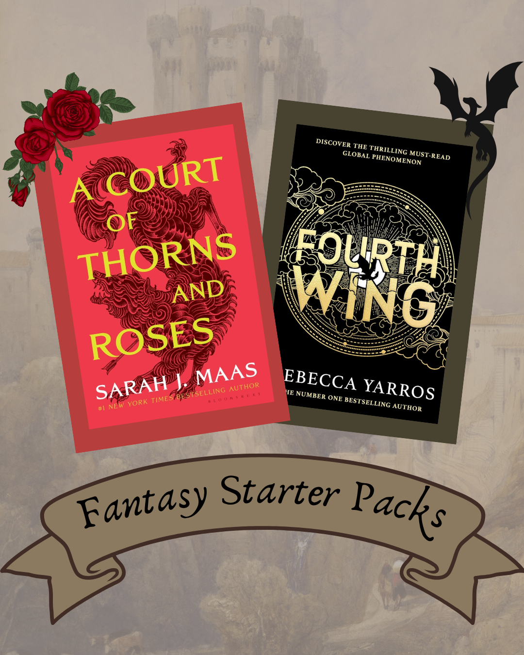 Fantasy Starter Pack image showing ACOTAR and Fourth Wing.