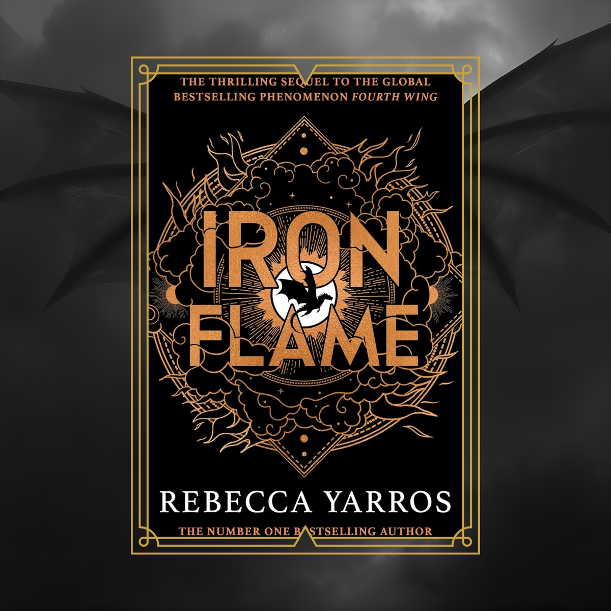 Book cover of 'Iron Flame' by Rebecca Yarros on a dark background