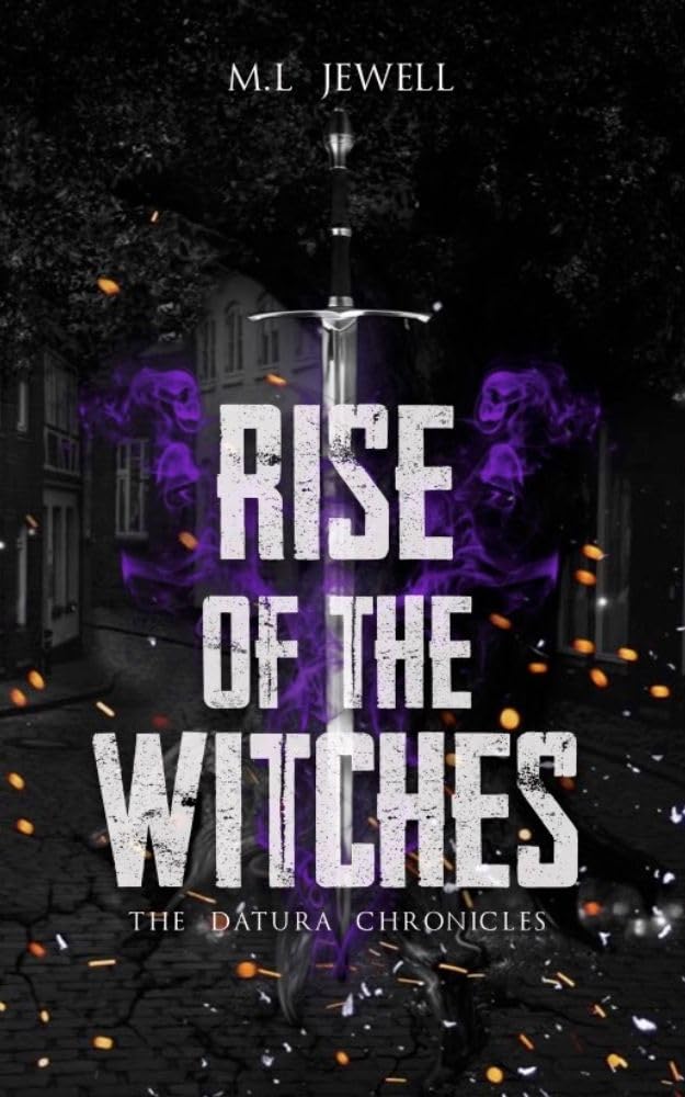 Book cover of 'Rise of the Witches' with a sword and purple smoke effect.