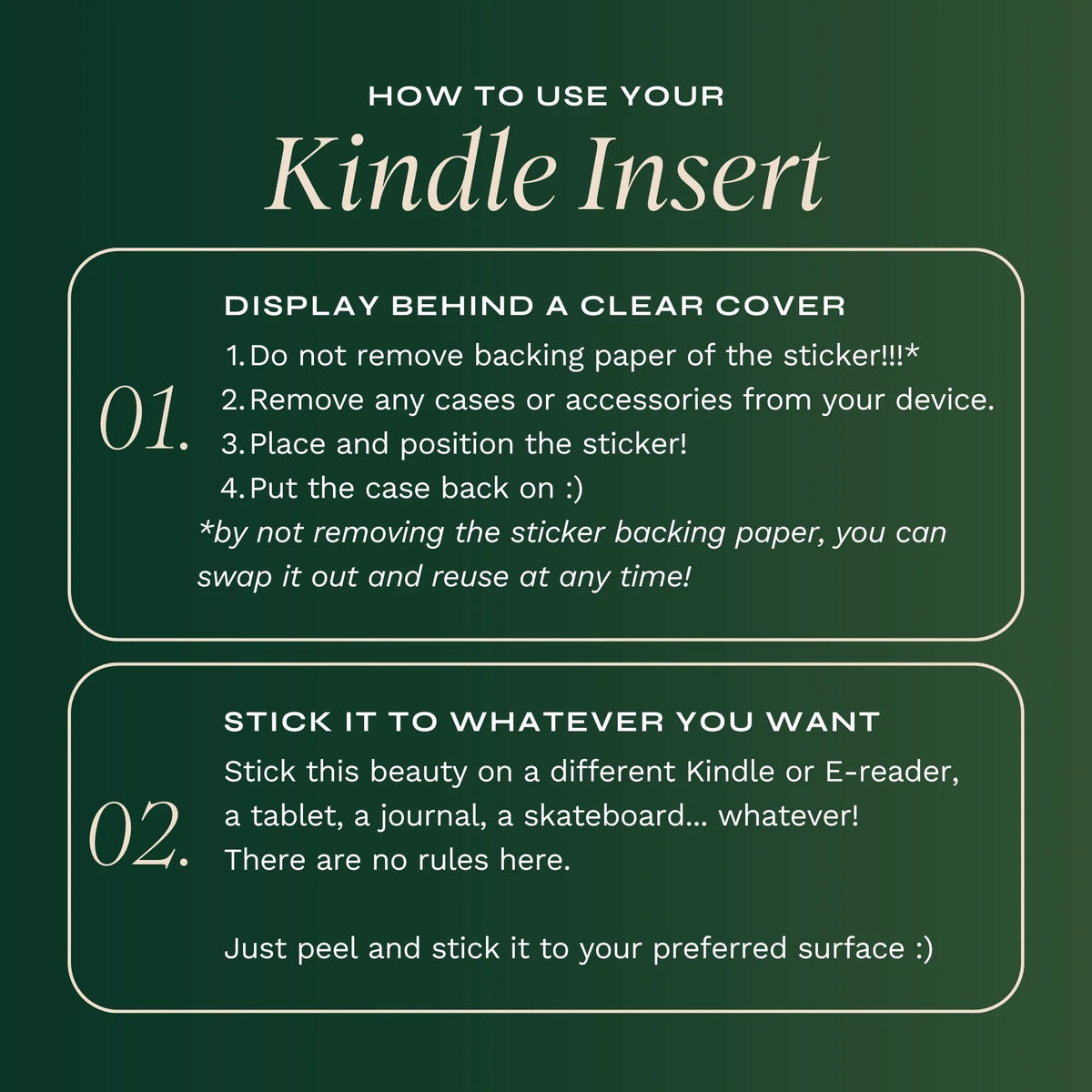 Wonderland Kindle Sticker Insert