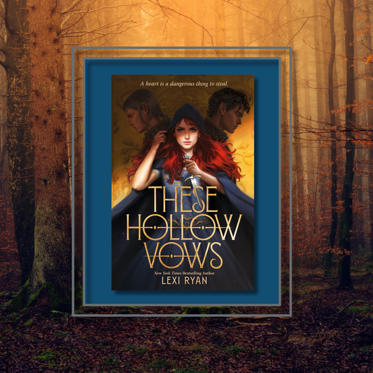 Fantasy novel These Hollow Vows by Lexi Ryan featuring the book cover with a photo background inspired by its artwork.
